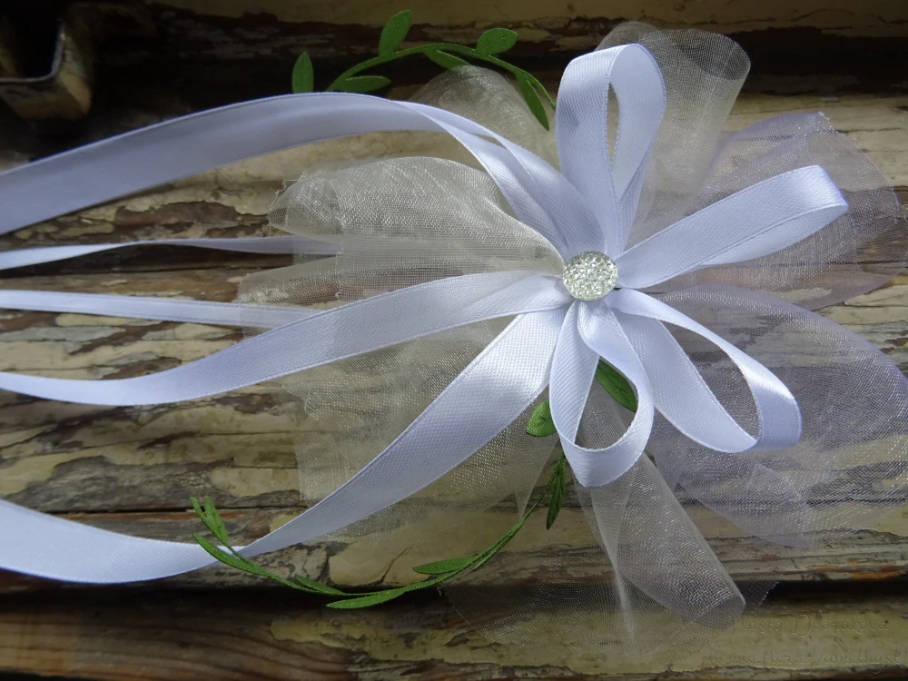 Svatební mašle - bílá, smetanová s krémovou