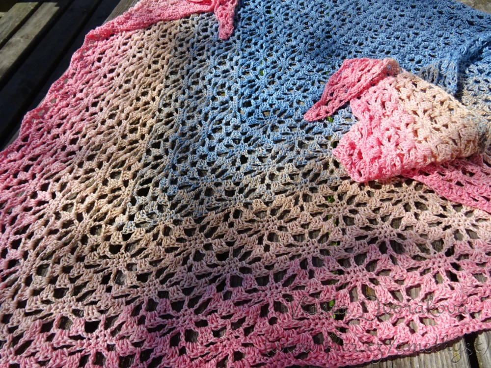 Šátek Nostalgie - modrá denim, béžová, růžová 262