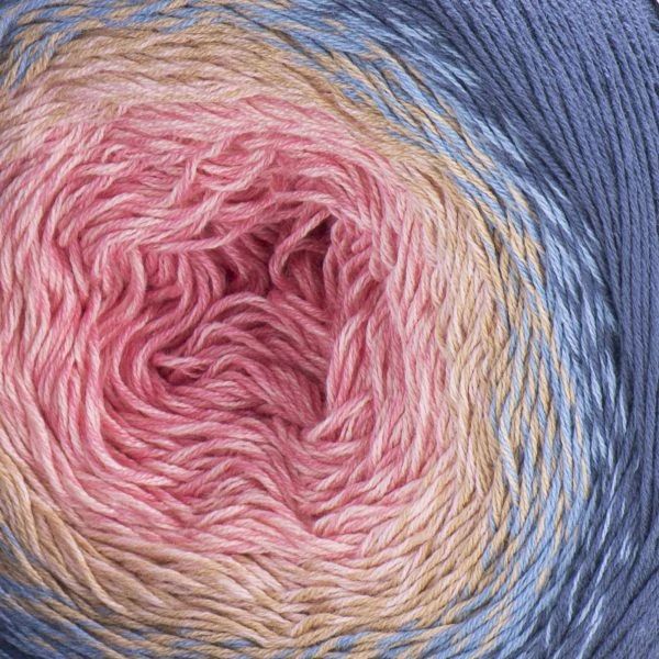 Šátek Nostalgie - modrá denim, béžová, růžová 262