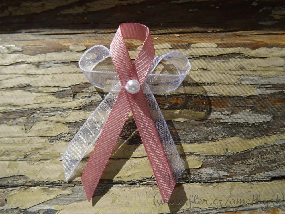 Vývazek s perličkou - monofil / starorůžová 625