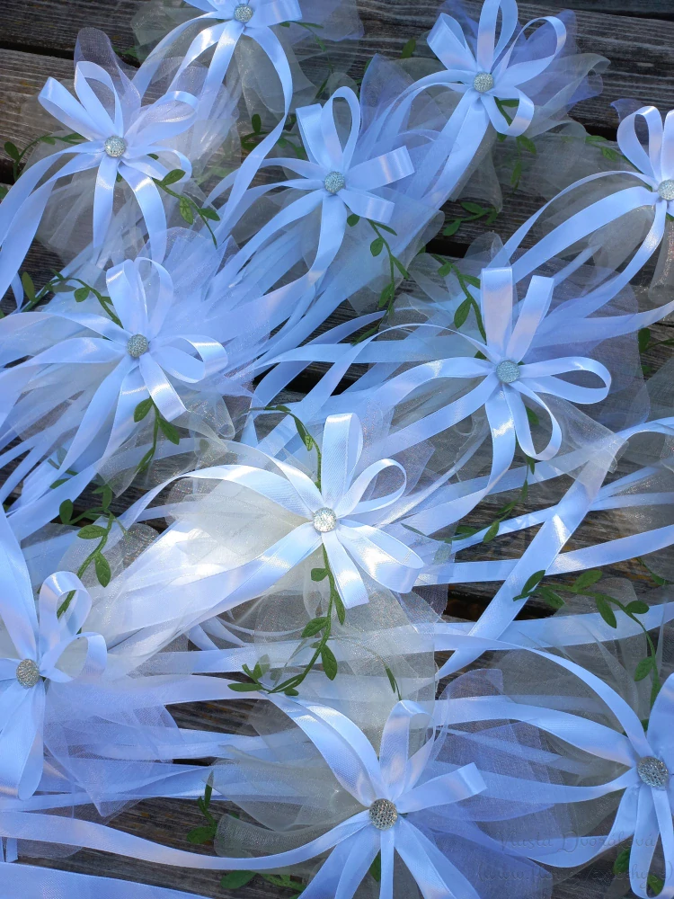 Svatební mašle - bílá, smetanová s krémovou